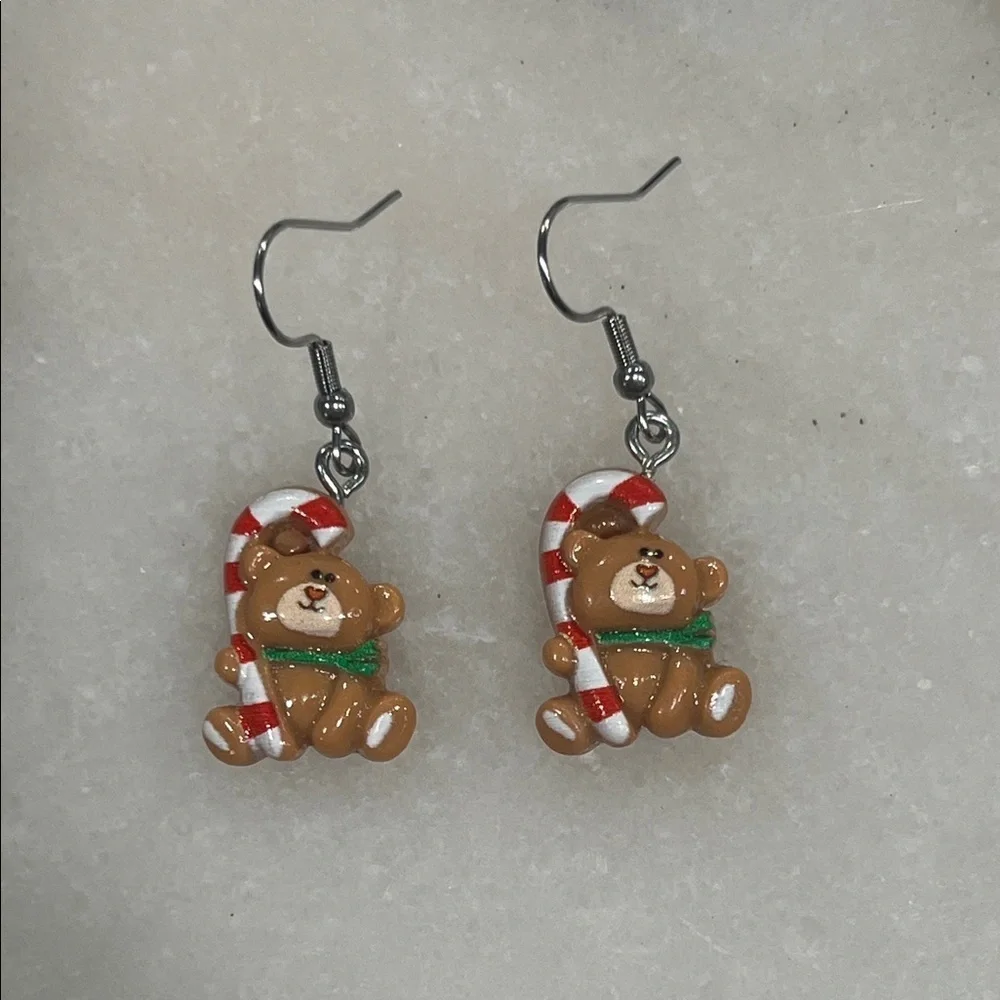 ✨ 5 for $30 Earring Bar ✨ Adorable Holiday Bear Earrings with Candy Cane